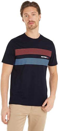 Preisvergleich Produktbild Tommy Hilfiger Herren T-Shirt Kurzarm Rundhalsausschnitt, Blau (Desert Sky), L