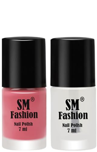 Image of Long Lasting Nail Polish | Nail Paint Combo 7 ml Each) - Set of 2 Nude Pink-Top Coat