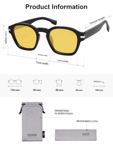 Image of SOJOS Retro Square Polarized Sunglasses Men Trendy Womens SJ2382 | Vintage UV400 90s Sun Glasses Outfit Driving