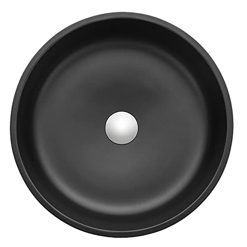 Anzzi Vessel Sink Matte Black - Tempered Glass Vessel Sink | Distinctive & Durable | 8.1"W X 13"D X 3.9"H | Nano-Water Coated, Chrome Pop-Up Drain | Model: Ls-Az907Mb #TOP7