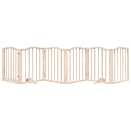 Teenpull 6- TLG. Hundetor aus Pappelholz faltbar mit Tür 300 cm, freistehend und ausbruchsicher, ideal als Hundezwinger, Hundeauslauf, Welpenauslauf, Garten, Terrasse, Hof, Schutz und Sicher-2