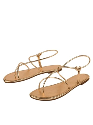 Image of GORGLITTER Women's Summer Sandals 2026 Strappy Slingback Flats Dressy Cute Beach Vacation Slides