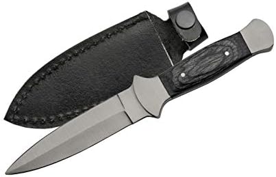 Sczo Supplies 7.5" Black Wood Handle Full-Tang Outdoor Spear-Point Hunting Knife (203403)