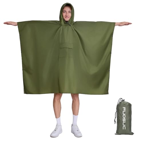 Image of Hooded Waterproof Raincoat, Unisex Outdoor Hiking Camping Mat and Small Tent