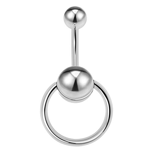 CrazyPiercing Door Knocker Stainless Steel Reverse Bar Belly Button Ring Piercing Navel Ring 14G 1/2