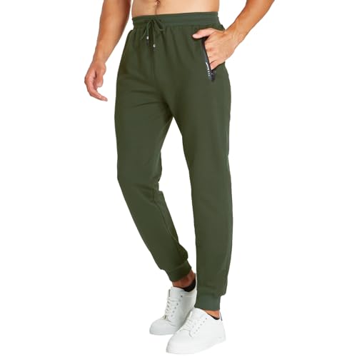 JustSun Pantalon Chandal Pantalones Hombre Algodon Deporte Pantalón Jogger Hombre Casual Largo Pantalon Running Hombre Verde L