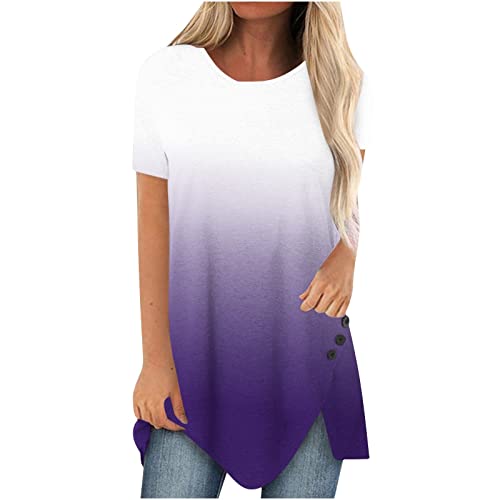 Túnicas femininas para usar com leggings de manga curta, camisas esvoaçantes de gato, dente-de-leão,
