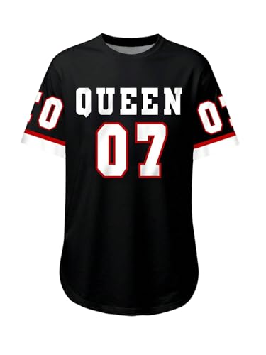 winkbay Women's Plus Size Letter Graphic Jersey Shirts Summer Split Hem Short Sleeve Y2k Vintage Tees Streetwear Black Large Plus
