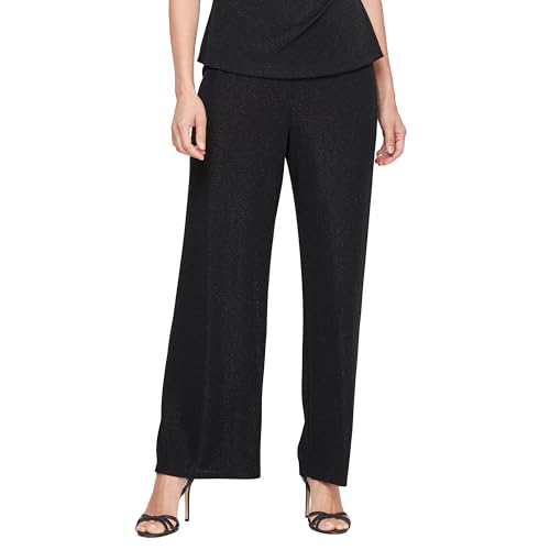 Image of Alex Evenings Women's Drapey Metallic Knit Straight Leg Pant