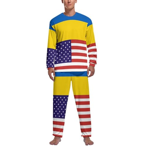 Pyjama homme imprimé drapeau ukrainien pantalon et vêtement de nuit long