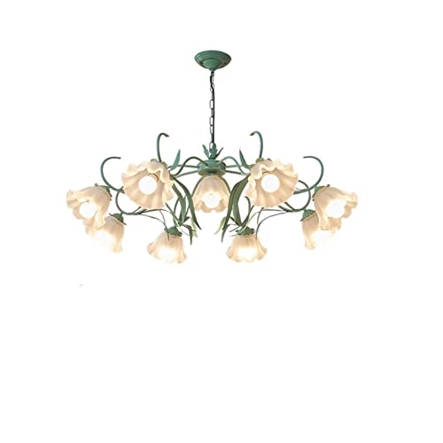 Lustres, de Salon de Style Français,Champêtre Créative Avec Motif Muguet,Rétro de Style Campagnard Américain,De Chambre À Manger de Style Européen (Taille : 9 Têtes - Trois Couleurs)/A/9 Têtes