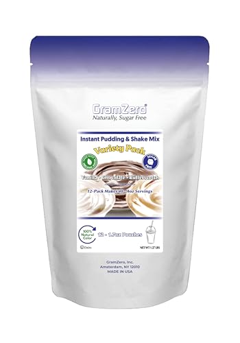 GramZero Natural Color VARIETY 12-Pack Sugar Free Pudding Mix (Vanilla,