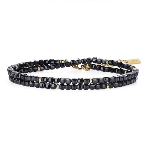 GAVU Crystal Bracelet for Women, Adjustable Double Layered Beaded Bracelet for Women