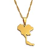 Collier Pendentif Carte De La Tha&iuml;lande - Contour Du Pays Bijoux Hip-Hop De Style...