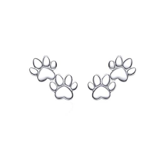 Boucles d'oreilles patte de chien argent 925 empreinte animal femme