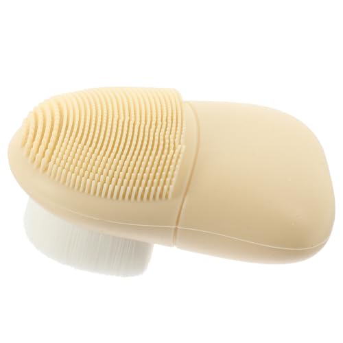 DECHOUS Cepillo Facial Manual Doble Cara de Silicona Suave Color Beige para Limpieza Exfoliación y Masaje Facial Depurador de Silicona para Cuidado Piel Diaria