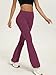 ZERAOKE Women High Waist Soft Stretch Ribbed Flare Yoga Pants Tummy Control Workout Leggings for Gym Running Casual Wear-Burgundy-S