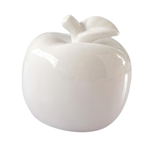 NUOBESTY Ornement Pomme en Céramique Blanc Moyen, Décoration de Fruits Artisanale, Figurine Décorative de Bureau pour Maison, Accessoire Unique pour Salon...