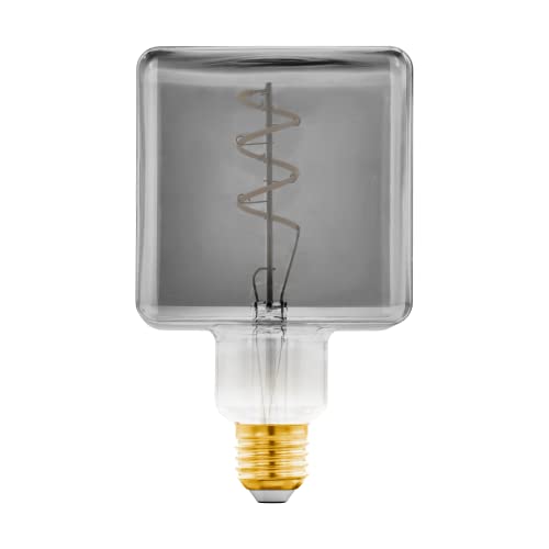 Eglo Spiral filament LED lamp, vintage E27 light bulb in black and transparent, dimmable lighting, 4 watt, 50 lumens