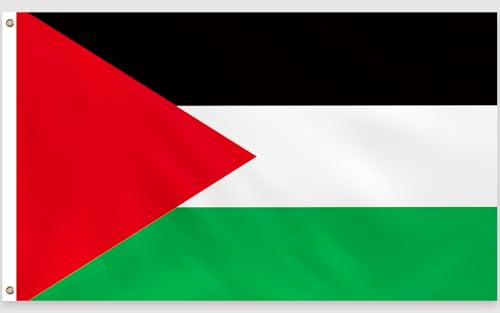 PartyYaa Palestine Flag 5ft x 3ft Palestinian Flag Single Side with 2 Brass Eyelets Waterproof for Declaring National Day Founding Day Ramadan Street Garden Indoor Outdoor