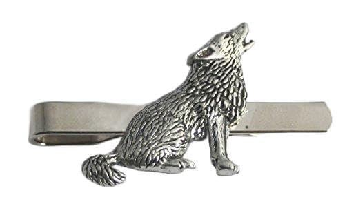 Pinza de corbata del lobo con acabado artesanal y estuche de presentación premium