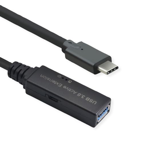ROLINE USB 3.2 Gen 1 Aktives Repeater Kabel, Typ A - C, schwarz, 15 m
