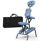 Nova Microdermabrasion Portable Massage Chair Foldable Tattoo Therapy Chair 4 Inches Thickness Sponge Face Cradle Spa Salon Massage Chair (Blue)