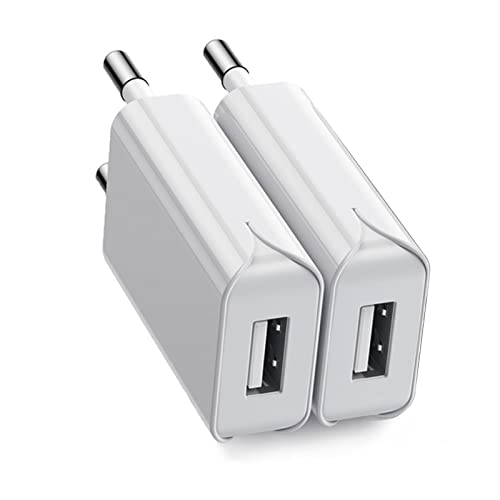 SCHITEC Chargeur USB 5V / 1A Mini USB Mural Chargeur Secteur USB Adaptateur de Prise Universel Compatible avec iPhone, Samsung, Nexus, Nokia, Huawei, Xiaomi, HTC, Sony, LG，Tablettes, MP3 (White-2pack)