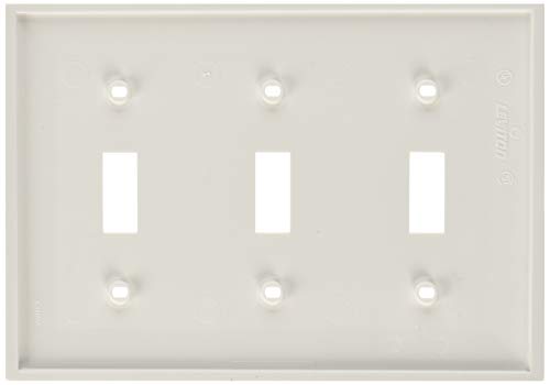 Image of Leviton 80711-W 3-Gang Toggle Device Switch Wallplate, White, 10-Pack