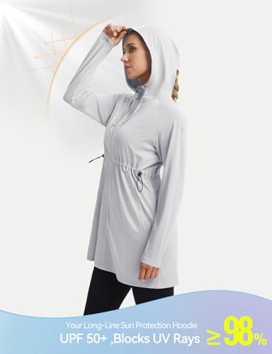 baleaf Women's UPF 50+ Long Jacket UV Sun Protection Hoodie Rash Guard Cooling Lightweight Cover Up SPF Swim Beach Athletic - Image 5