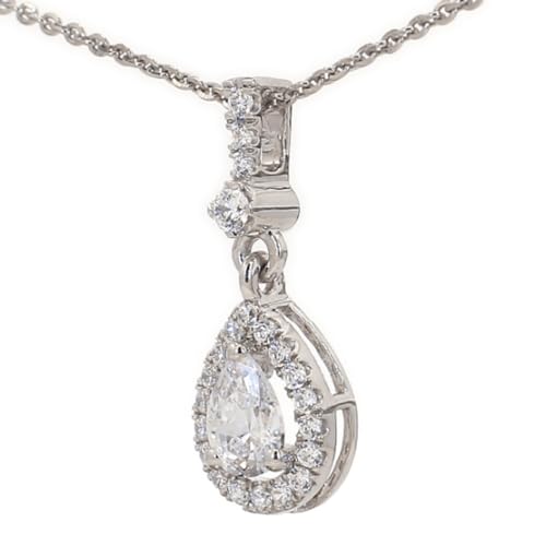 1-8 Carat (ctw) White Gold Pear Cut LAB GROWN Diamond Cluster Pendant [Color H-I Clarity VS1-VS2]2