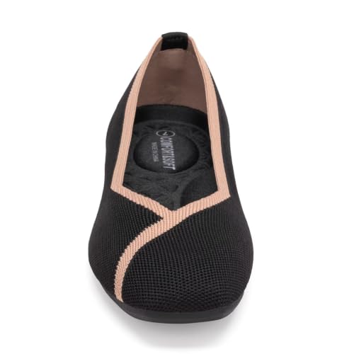 Image of Frank Mully Women Square Toe Flat Shoes Comfortable Knitted Flats | Walking Shoes