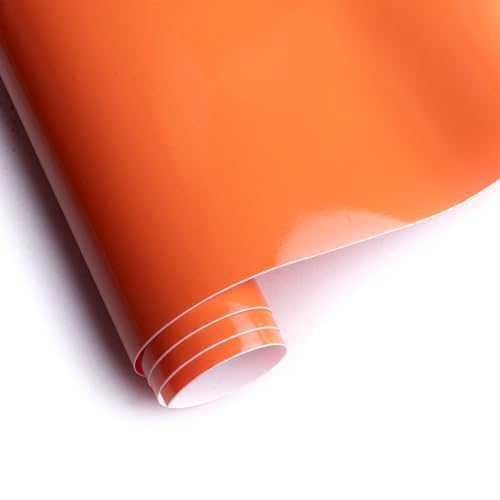 Image of Itsy Bitsy Vinyl Glossy Orange 12inch X 2ft 1 Roll| for Home Kitchen Countertop, Cabinet Furniture, Oil Proof, Table Top, Wall, Car Wrap Sheet, Wallpaper, Waterproof Vehicle Sticker