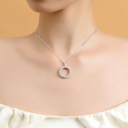 Round Cut Moissanite Pendant Necklace For Women 18 k White Gold 925 Sterling Silver Simplified Design Necklace3