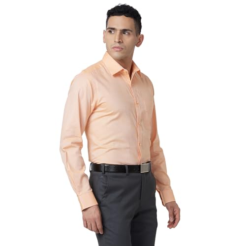 Image of Raymond Men Pure Cotton Slim Fit Structure Pattern Semi Cut Away Collar Formal Shirt