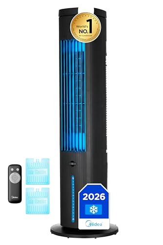 MIDEA Climatizador Evaporativo 3 en 1 con Mando a Distancia - Ventilador de Agua, Enfriador de Aire, Humidificador de 3 Velocidades, Oscilación 85º - Climatizador Frio Silencioso con Tanque de Agua 5L