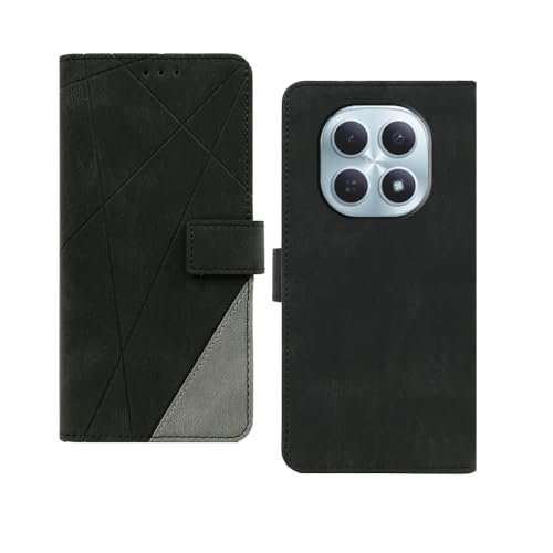 Image of amazon basics Redmi Note 15 5G Flip Cover | Card Pockets Wallet & Stand | Flip Cover for Redmi Note 15 5G (Black with Grey)