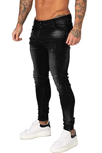 GINGTTO Mens Skinny Jeans Black Ripped Stretch Jeans for Men Slim Fit Denim Pants Size 32