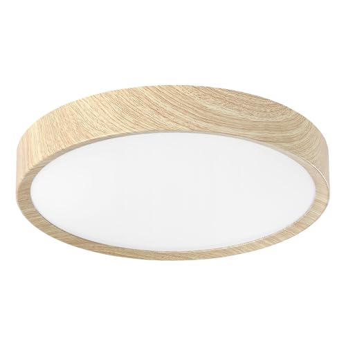 Eglo LED Plafonnier extérieur Musurita, luminaire d'extérieur pour mur et plafond, lampe de plafond en métal imitation bois, blanc chaud, IP44, ⌀ 34 cm