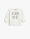 Koton Babygirl Cat Printed Sweatshirt Crew Neck