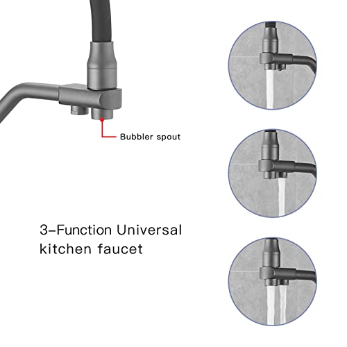 Robinet d'évier de cuisine pivotant 360 mitigeur eau potable gris mat