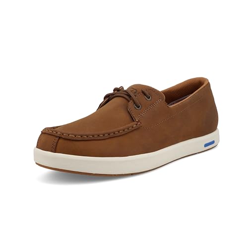 Twisted X Men's Boat Shoe Ultralite X, Moc Toe with CellStretch and Ultralite X