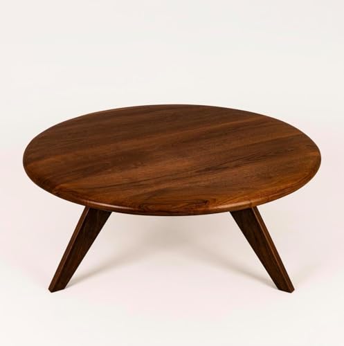 Image of Streem Furniture Solid Wood Coffee Table for Living Room, Dining Room, Bedroom, Kitchen, Office Home Decor (Round Centre Table, 55x55x40 CM)