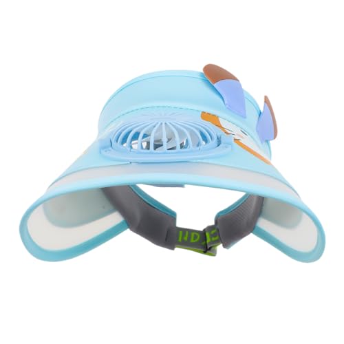 Cute Cartoon Sun Visor Hat with USB Rechargeable Fan Sun Protection Empty Top Wide Brim Sunhat for Boys Girls Outdoor2