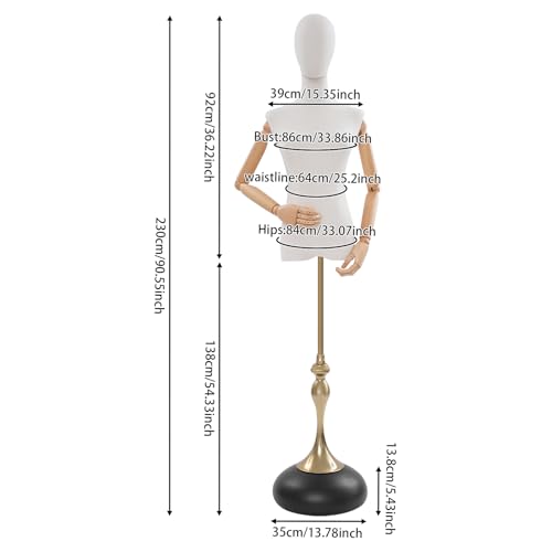 Maniquí de mujer ajustable con soporte negro para exhibición textil 3