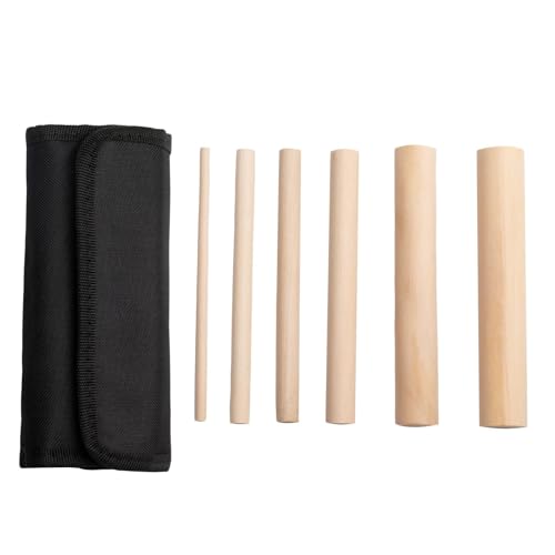 Mejores review On-line Palos redondos madera - los mas comprados. 33 Fancyes Juego de mandril de madera de 6 uds, espiga de madera bolsa de almacenamiento redonda para varillas de espiga para bobinado de alambre