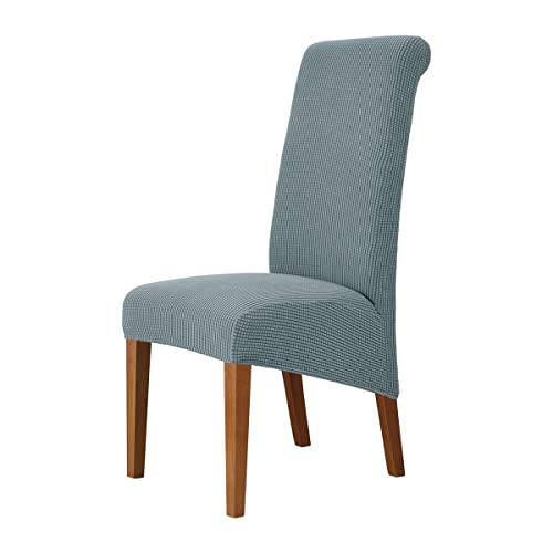 Juego de 6 Fundas para sillas de Jacquard de Alta Elasticidad en Color Beige para Comedor, Cocina y Oficina, elásticas y Gruesas, Ajuste Universal para respaldos de sillas de escri