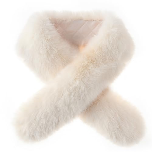 Gionforsy Faux Fur Shawl and Wrap for Women Winter Wedding Faux Fur Scarf for Bridal Bridesmaids