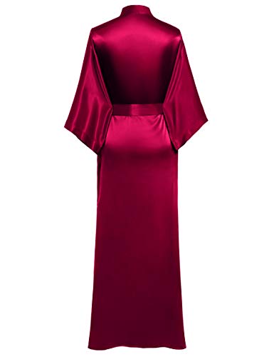 Image of PRODESIGN Satin Kimono Robe Women Long Silky Kimono Bathrobe Sleepwear Wedding Bridesmaid Robe