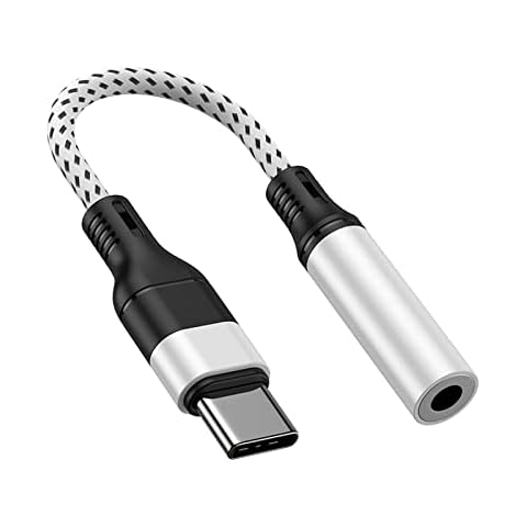VidFair USB C to 3.5mm Female Headphone Jack Adapter, Type C to DAC Audio Adapter Compatible with Samsung Galaxy S20/S21 /Note 20, Pixel 4 /3 /XL, Huawei P30 Pro /Mate 30 Pro, White Cover